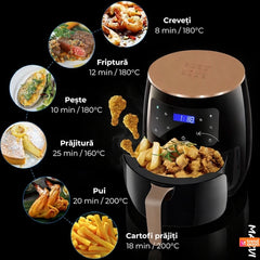 Friteuză cu Aer Cald 2400W, Capacitate 6L — Preparare Sănătoasă! 🍟✨