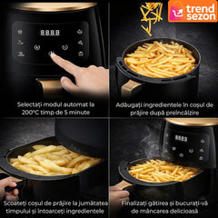 Friteuză cu Aer Cald 2400W, Capacitate 6L — Preparare Sănătoasă! 🍟✨