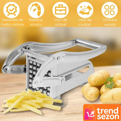 Aparat de Feliat Cartofi și Legume din Inox - Tăiere Rapidă și Preciză 🍟🥕