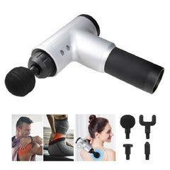 Aparat Masaj Tip Pistol cu 4 Capete și 6 Trepte de Viteză — Relaxare Instantanee 💆♂️✨