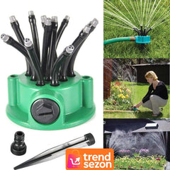 Aspersor Grădină Multifuncțional 360° cu 12 Tuburi Flexibile — Udare Eficientă 💧🌿