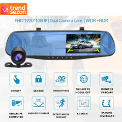 Oglindă Auto DVR cu Cameră Dublă Full HD — Protejează-ți Călătoriile! 🚗🎥