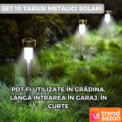 Set 10 Țarusi Solari din Oțel Inoxidabil — Iluminare Elegantă pentru Grădină 🌞✨