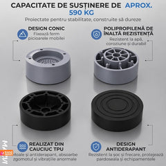 Set 4 Tampoane pentru Picioare din Plastic, Gri — Stabilitate și Confort 🛠️✨