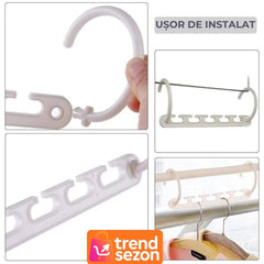 Set 8 Suporturi Agățători 5 în 1 pentru Organizare Lejeră — Maximizați Spațiul! 🧥✨