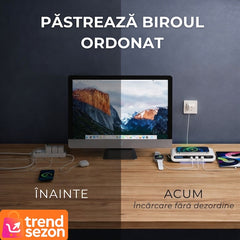 Încărcător Wireless 4 în 1 cu USB-C și 2 Porturi USB — Rapid și Eficient ⚡📱