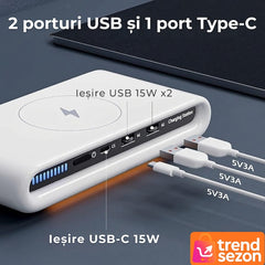 Încărcător Wireless 4 în 1 cu USB-C și 2 Porturi USB — Rapid și Eficient ⚡📱