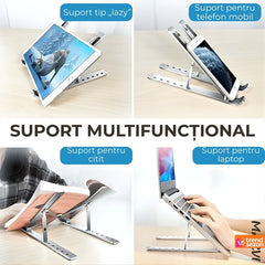 Suport Laptop Ergonomic Ajustabil din Aluminiu — Confort Maximum 💻✨