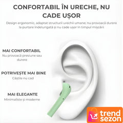 Căști Wireless Bluetooth 5.0 cu Control Tactil — Sunet HiFi Verde 🌿🎶