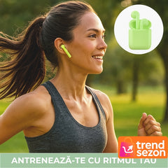 Căști Wireless Bluetooth 5.0 cu Control Tactil — Sunet HiFi Verde 🌿🎶