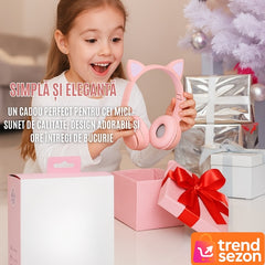 Căști Wireless Urechi Pisică Bluetooth 5.0 — Muzică Fără Griji 🎧💖