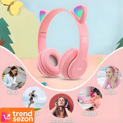 Căști Wireless Urechi Pisică Bluetooth 5.0 — Muzică Fără Griji 🎧💖