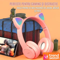 Căști Wireless Urechi Pisică Bluetooth 5.0 — Muzică Fără Griji 🎧💖