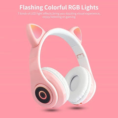 Căști Wireless cu Urechi de Pisică și LED-uri Colorate — Sunet HiFi și Distracție! 🎧🌈