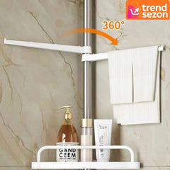 Etajera Extensibilă pentru Baie cu 4 Polițe și Carligi — Spațiu Optimizat! 🛁✨