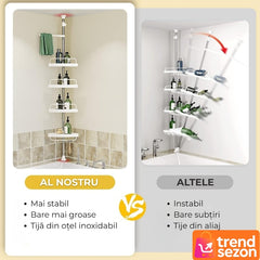 Etajera Extensibilă pentru Baie cu 4 Polițe și Carligi — Spațiu Optimizat! 🛁✨