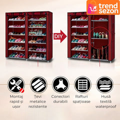 Dulap Pantofi Textil Dublu cu 6 Niveluri — Organizare Elegantă și Spațioasă 🥿✨