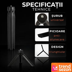 Trepied Compact cu Lampi Circulare pentru Telefon și Cameră — Ideal pentru Autenticitate 🎥✨