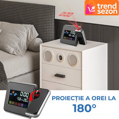 Ceas Digital Proiector LED cu Calendar și Alarmă - Inovație Smart în Dormitor ⏰✨