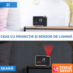 Ceas Digital Proiector LED cu Calendar și Alarmă - Inovație Smart în Dormitor ⏰✨