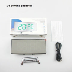 Ceas de Masă Oglindă cu Ecran LED Curbat — Eleganță și Funcționalitate ⏰✨