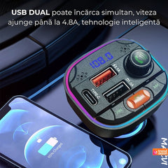 Modulator FM Bluetooth 5.0 cu Incarcare Rapidă QC 3.0 — Experiență Muzicală Premium 🎶🚗