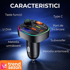 Modulator FM Bluetooth 5.0 cu Incarcare Rapidă QC 3.0 — Experiență Muzicală Premium 🎶🚗