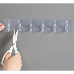 Suport pentru Perete cu 6 Cărige Adeciv Transparent — Organizare Eficientă 🧹✨