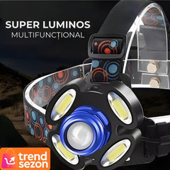 Lanterna Frontala cu 5 LED-uri Superioare — Iluminare Puternică pentru Aventuri 🌟🗺️