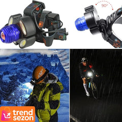 Lanterna Frontala cu 5 LED-uri Superioare — Iluminare Puternică pentru Aventuri 🌟🗺️