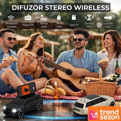 Boxă Portabilă Bluetooth 5.0 cu Design Auto și Funcții Avansate — Sunet Deosebit! 🚗🎶