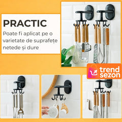 Suport Rotativ Negru pentru Ustensile de Bucătărie — Organizare Eficientă 🍳✨
