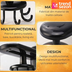 Suport Rotativ Negru pentru Ustensile de Bucătărie — Organizare Eficientă 🍳✨