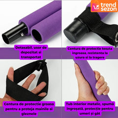 Bara Fitness Multifuncțională cu Benzi Elastice Regabile — Tonificare Completă 💪💜