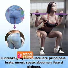 Bara Fitness Multifuncțională cu Benzi Elastice Regabile — Tonificare Completă 💪💜