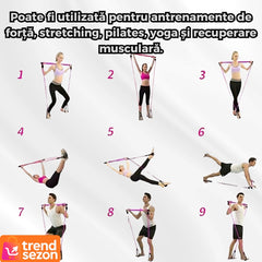 Bara Fitness Multifuncțională cu Benzi Elastice Regabile — Tonificare Completă 💪💜