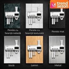 Suport Sterilizator UV pentru Periuțe de Dinti cu Dispenser Integrat — Igienă Perfectă 🦷✨