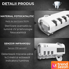 Suport Sterilizator UV pentru Periuțe de Dinti cu Dispenser Integrat — Igienă Perfectă 🦷✨