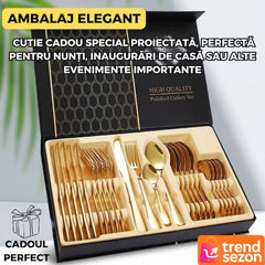 Set 24 Tacamuri Inox cu Finisaj Auriu Luxos — Eleganță la Masa Ta ✨🍽️