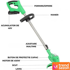 Motocoasă Electrică cu 2 Acumulatori 48V — Putere și Performanță Ridicată ⚡🌿