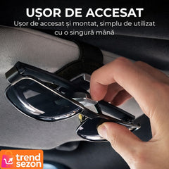 Suport Ochelari Auto din Piele și Aluminiu — Design Elegant și Practic 🚗🕶️