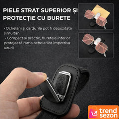 Suport Ochelari Auto din Piele și Aluminiu — Design Elegant și Practic 🚗🕶️