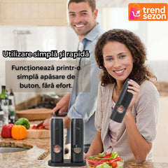 Set 2 Rasnite Electrice Reincarcabile pentru Sare și Piper — Gata de Acțiune! 🌶️✨