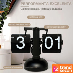Ceas Flip Retro din Oțel Inoxidabil — Eleganță Vintage pentru Living 🕒🖤
