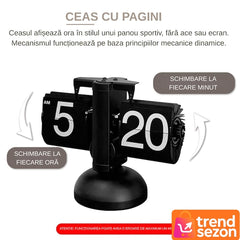 Ceas Flip Retro din Oțel Inoxidabil — Eleganță Vintage pentru Living 🕒🖤