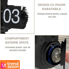 Ceas Flip Retro din Oțel Inoxidabil — Eleganță Vintage pentru Living 🕒🖤