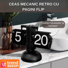Ceas Flip Retro din Oțel Inoxidabil — Eleganță Vintage pentru Living 🕒🖤