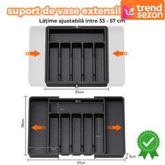 Organizator Tacamuri Extensibil cu 8 Compartimente — Perfect pentru Bucătăria Ta! 🍽️🖤