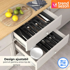 Organizator Tacamuri Extensibil cu 8 Compartimente — Perfect pentru Bucătăria Ta! 🍽️🖤