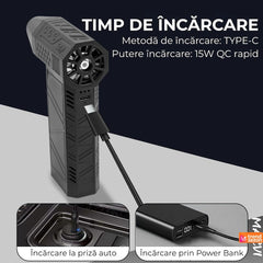 Suflanta Aer Fără Fir cu Motor Puternic 130000 RPM — Curățare Rapidă 🚀🖤
